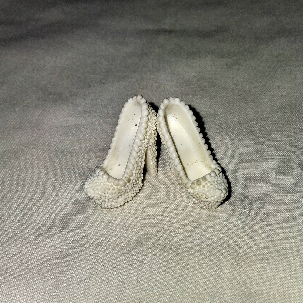 Miniature White Heels Doll Shoes Costume Accessory‎ Play Pretend Child